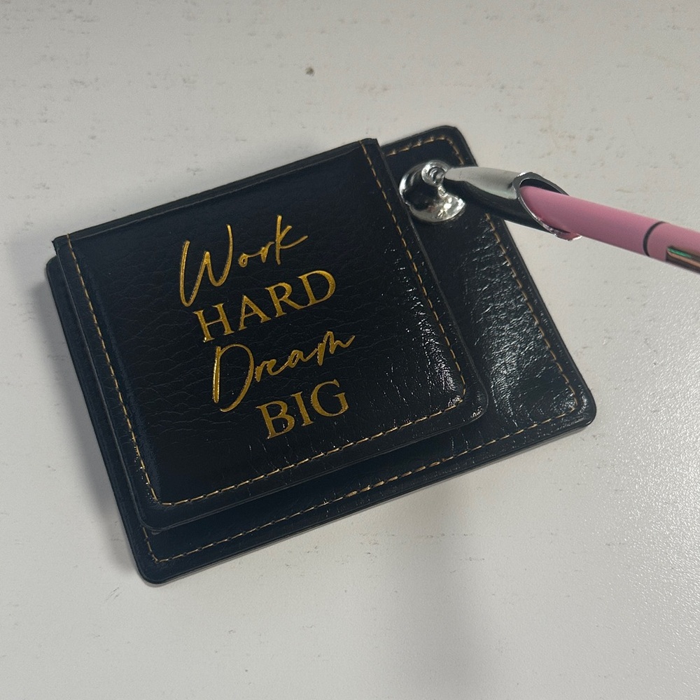 Executive Black Leather Memo Holder with Calendar and Elegant Pen Holder ✍️
